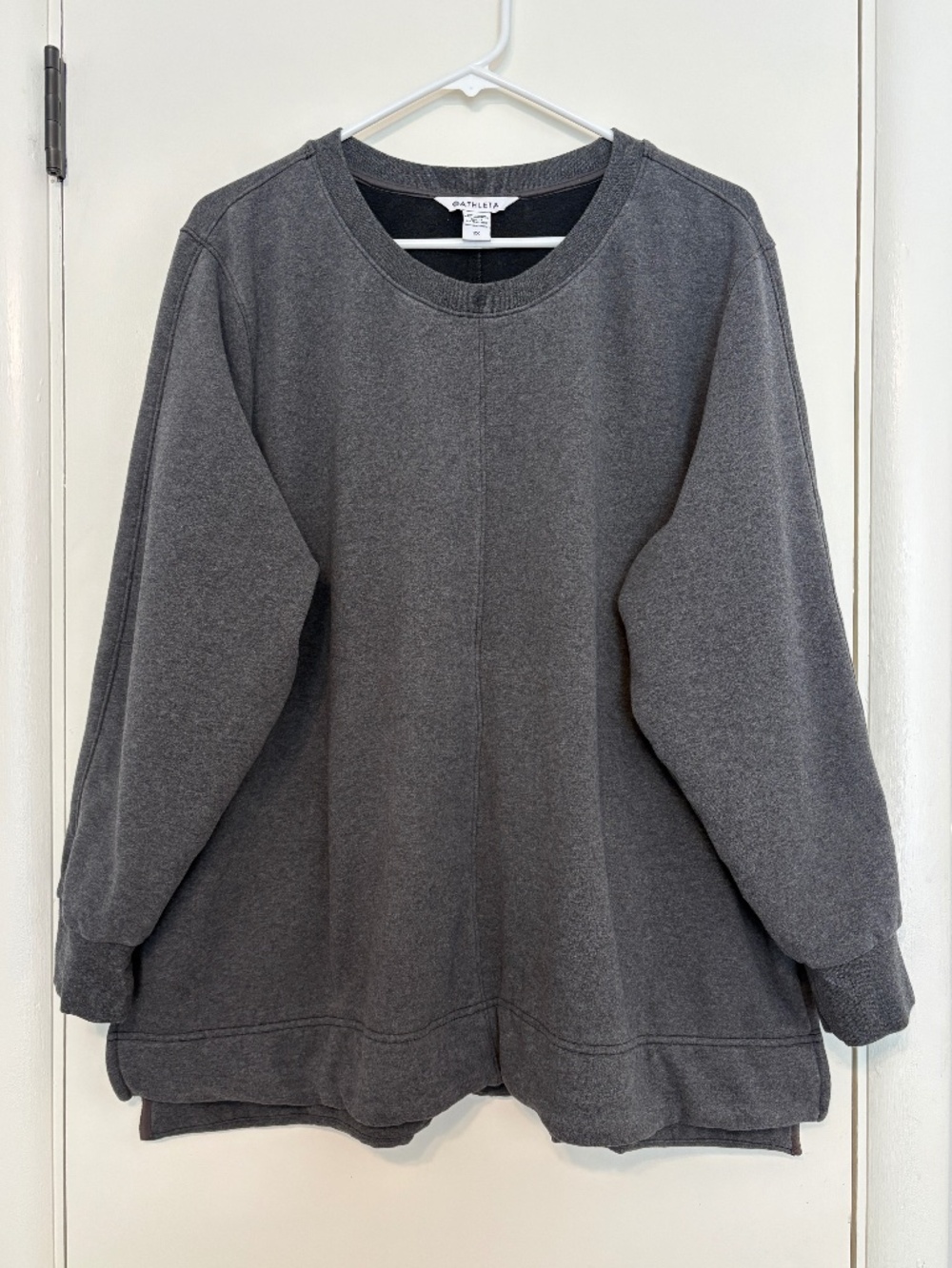Athleta Women's Plus Retroplush Heather Crewneck Sweatshirt 2X Gray Pockets